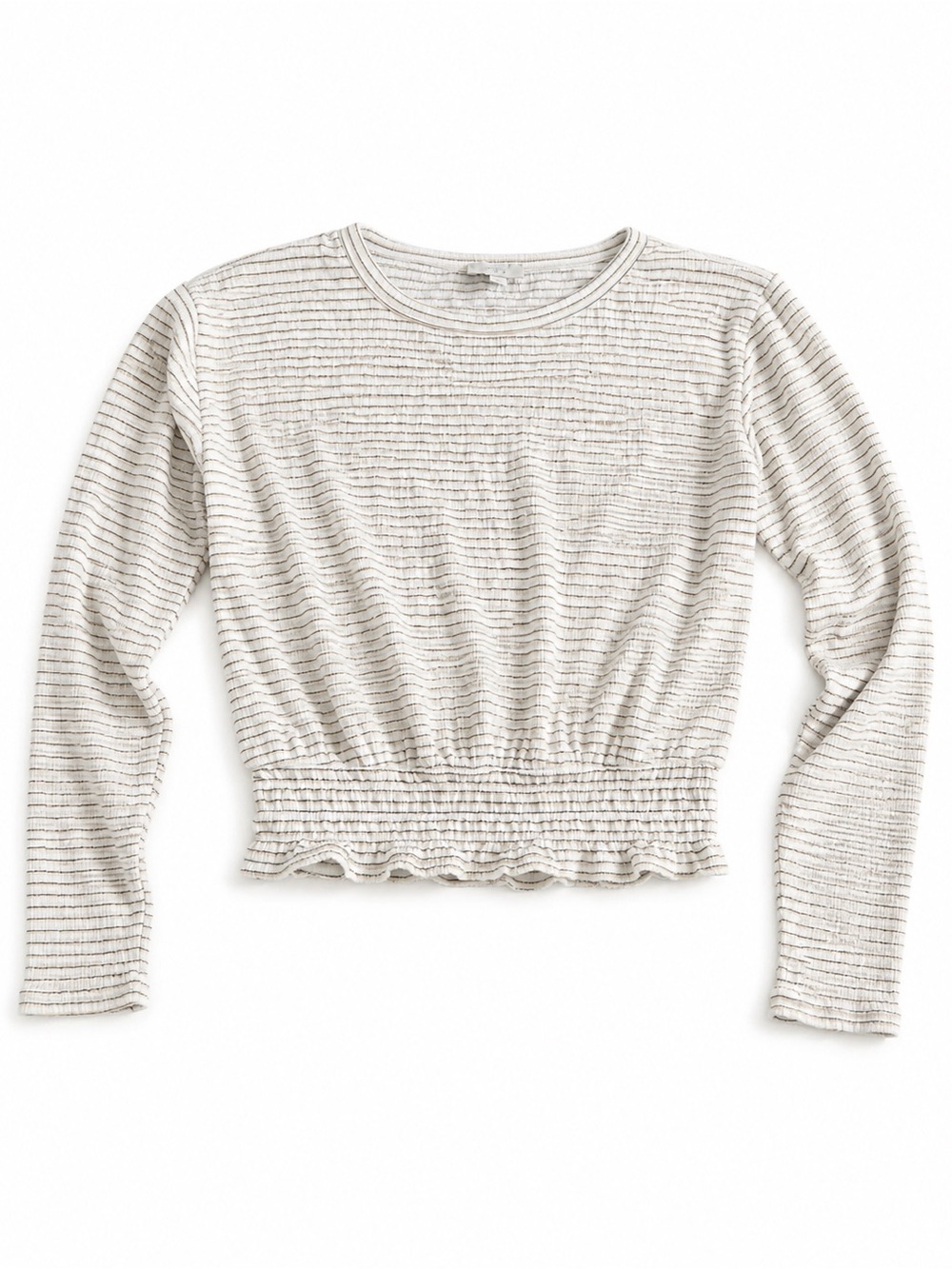 LOFT Striped White Top with Navy and Mustard Accents